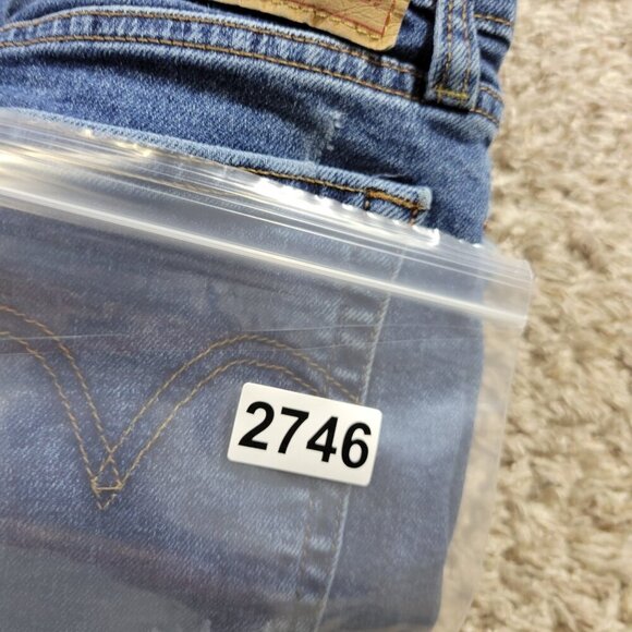 Levis Wedgie Jeans Womens 28 Blue Denim Straight Fit Dark Wash Distressed - Picture 8 of 8